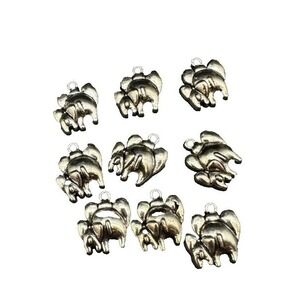 Elephant Rear Ends Adult & Child‎ Charms Pendants Lot of 9 Silver tone 5/8"